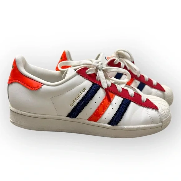 ADIDAS Superstar Shoes in Off White /Better Scarlet /Solar Red, Size 7 - Picture 7 of 16
